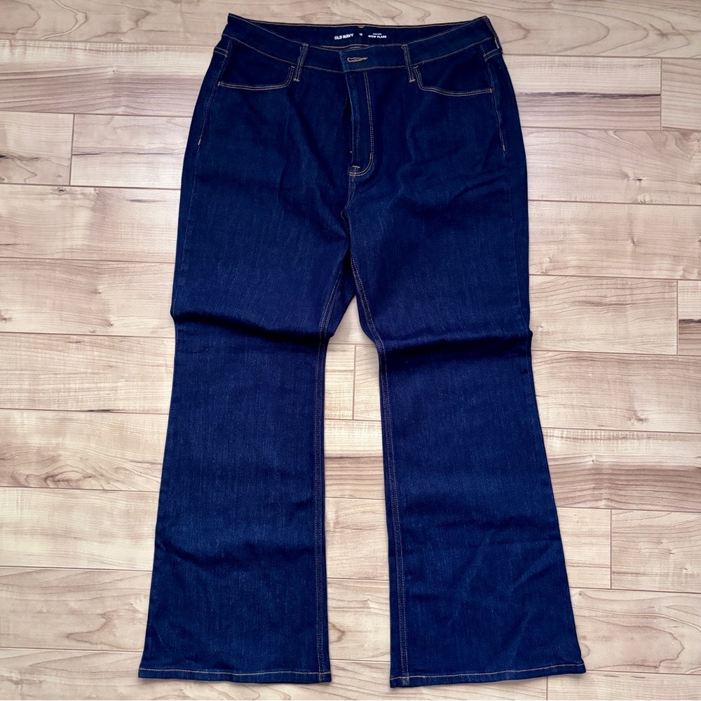 Old Navy 16 High-Rise Wow Flare Jeans Dark Blue
